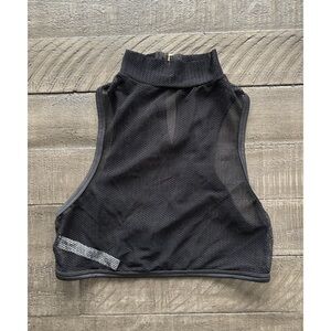 Mapalé Sheer Mesh Crop Tank Top Black Size S